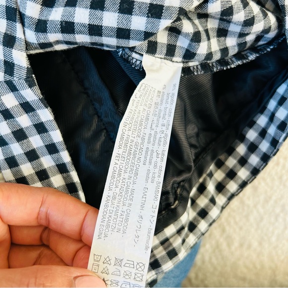 Zara Women’s Black White Gingham Ankle Cropped Pants Ruffle Trim Size M - Picture 14 of 14